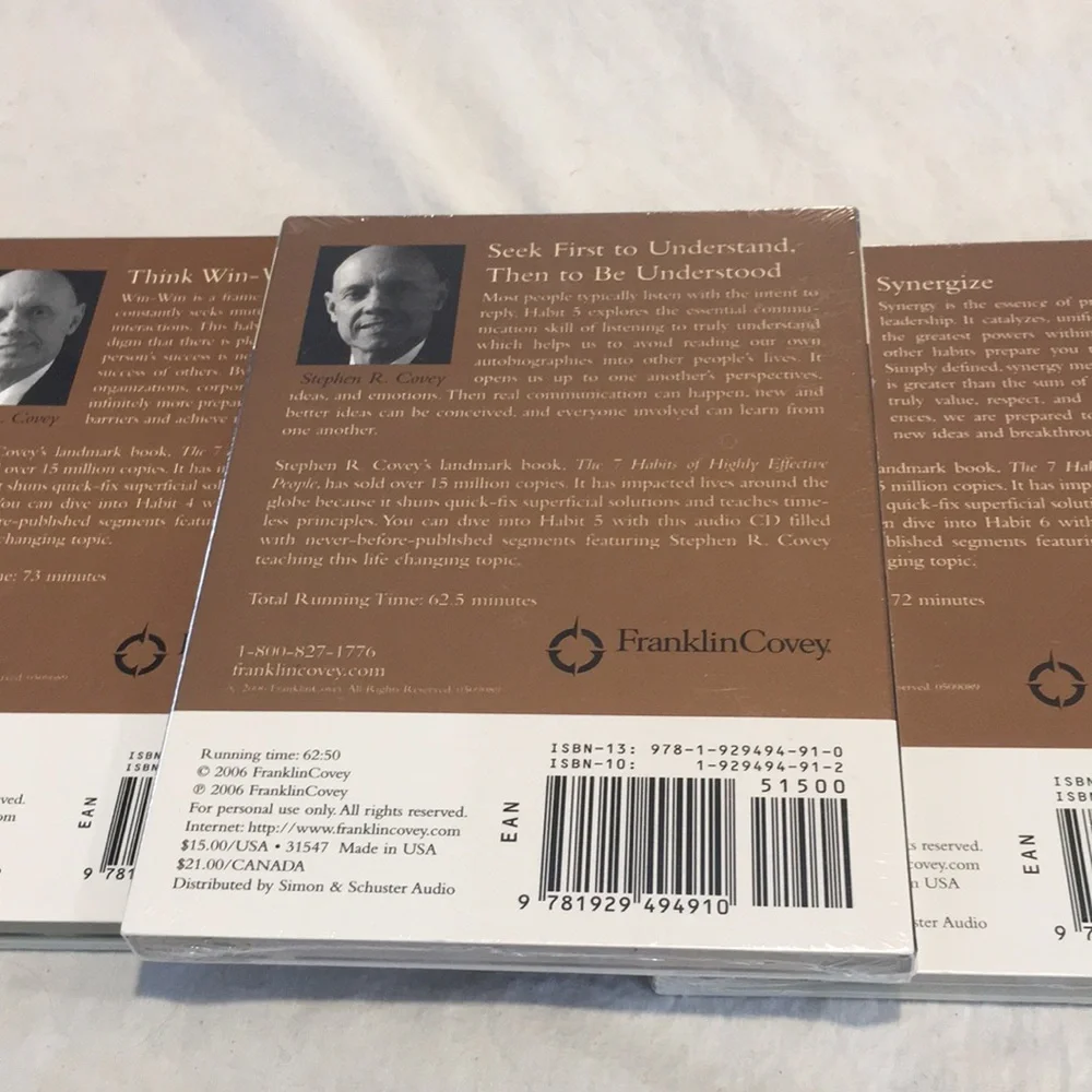 Stephen R Covey 7 Habits of Highly effective People Audio CDs Habits 4-5 & 6 NEW - Picture 7 of 9